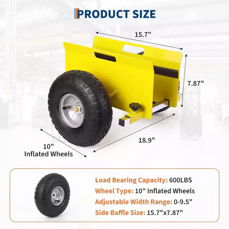 Panel Dolly 600 LBS Capacity with Adjustable Clamp, 10-Inch Inflatable Tires, All-Terrain Mover