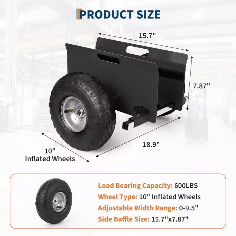 Panel Dolly 600 LBS Capacity with Adjustable Clamp, 10-Inch Inflatable Tires, All-Terrain Mover