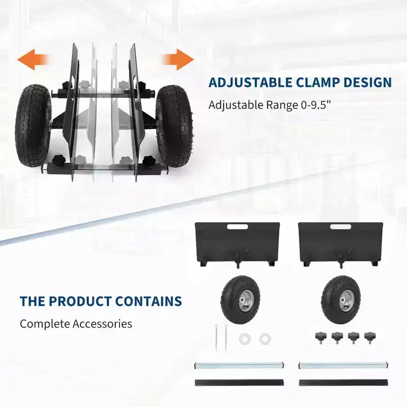 Panel Dolly 600 LBS Capacity with Adjustable Clamp, 10-Inch Inflatable Tires, All-Terrain Mover