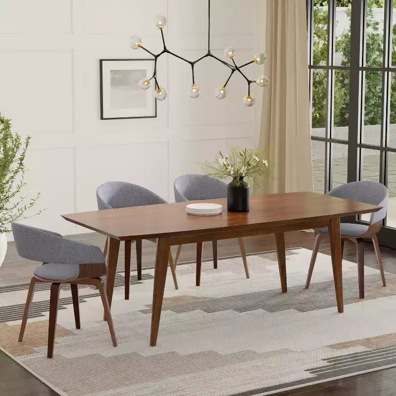 66-84 inch x 40 inch Rectangle Mid-Century Modern Extendable Dining Table
