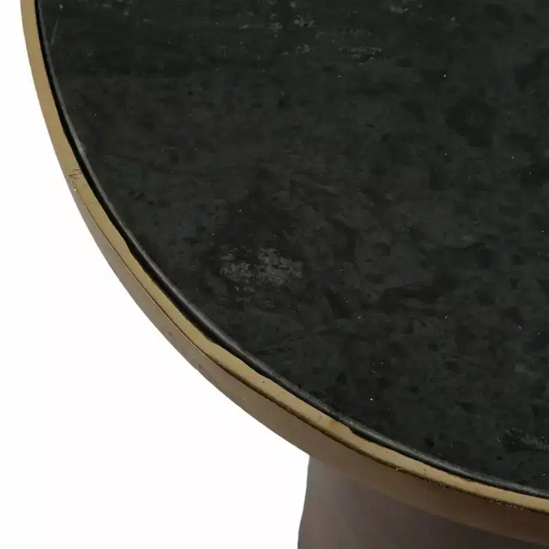 Marble Top Metal Accent Table - Round Side Table for Living Room, Bedroom & Small Spaces