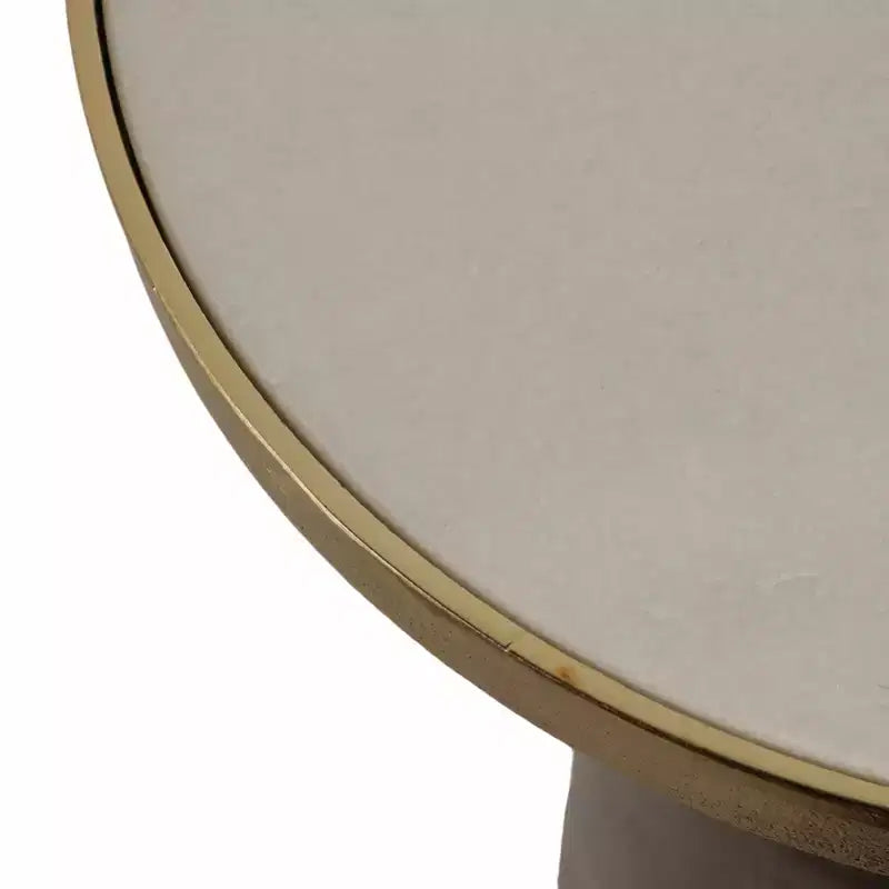 Marble Top Metal Accent Table - Round Side Table for Living Room, Bedroom & Small Spaces