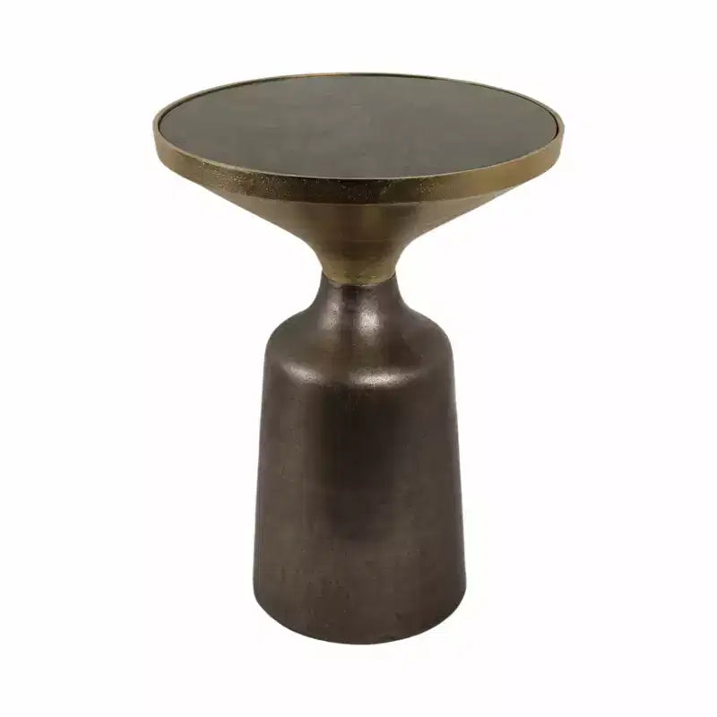 Marble Top Metal Accent Table - Round Side Table for Living Room, Bedroom & Small Spaces