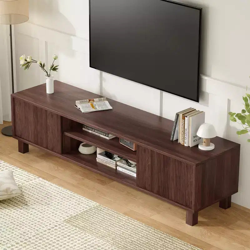 63-inch Modern Entertainment Center TV Stand, Accommodates TVs up to 70 inches, Open Shelving with Storage, Ideal for Living Rooms