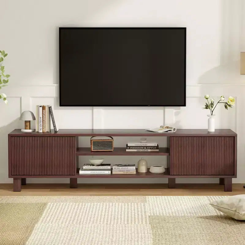 63-inch Modern Entertainment Center TV Stand, Accommodates TVs up to 70 inches, Open Shelving with Storage, Ideal for Living Rooms