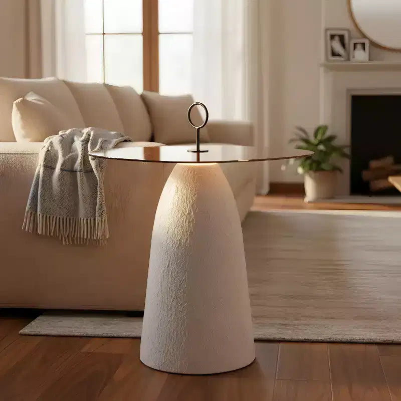 Modern Accent Side Table with Tempered Glass Top