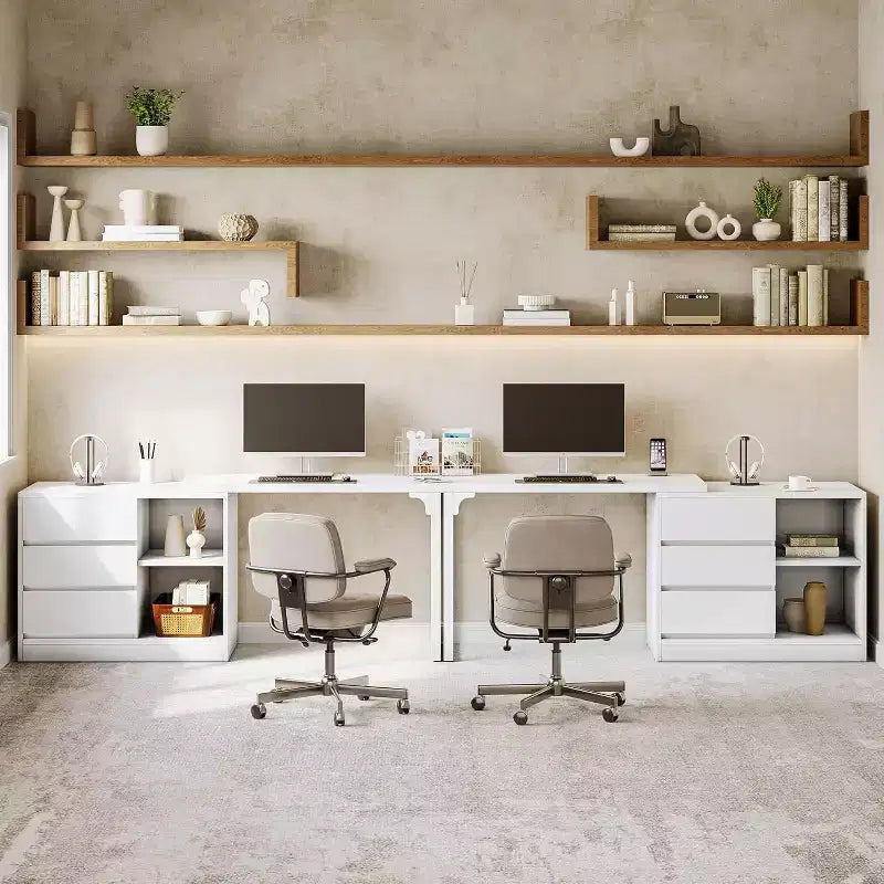 70-Inch L-Shaped Computer Desk with Drawers and Storage