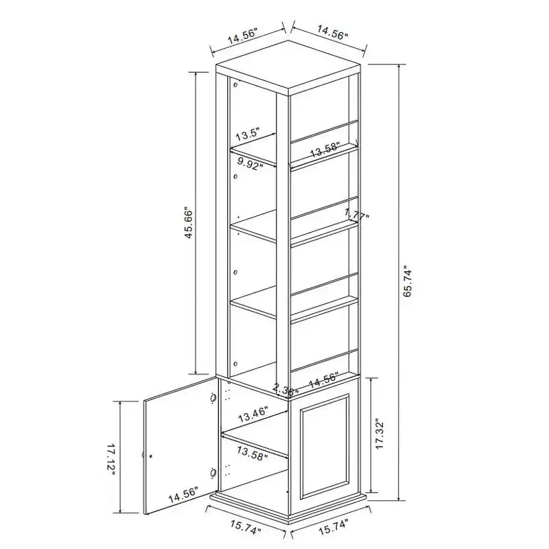 68" Corner Storage Cabinet with 1 Door, 1 Drawer & 5 Adjustable Shelves - Modern Farmhouse MDF Organizer