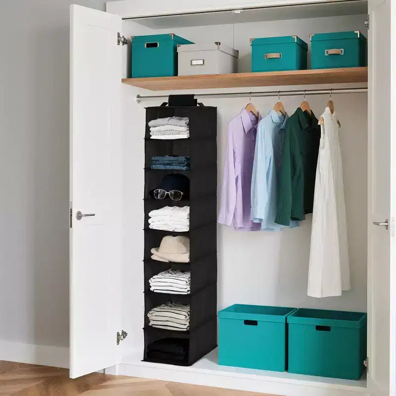 3-Tier Hanging Shoe Organizer for Closet, 8-Shelf Space-Saving Storage with 2 Hooks