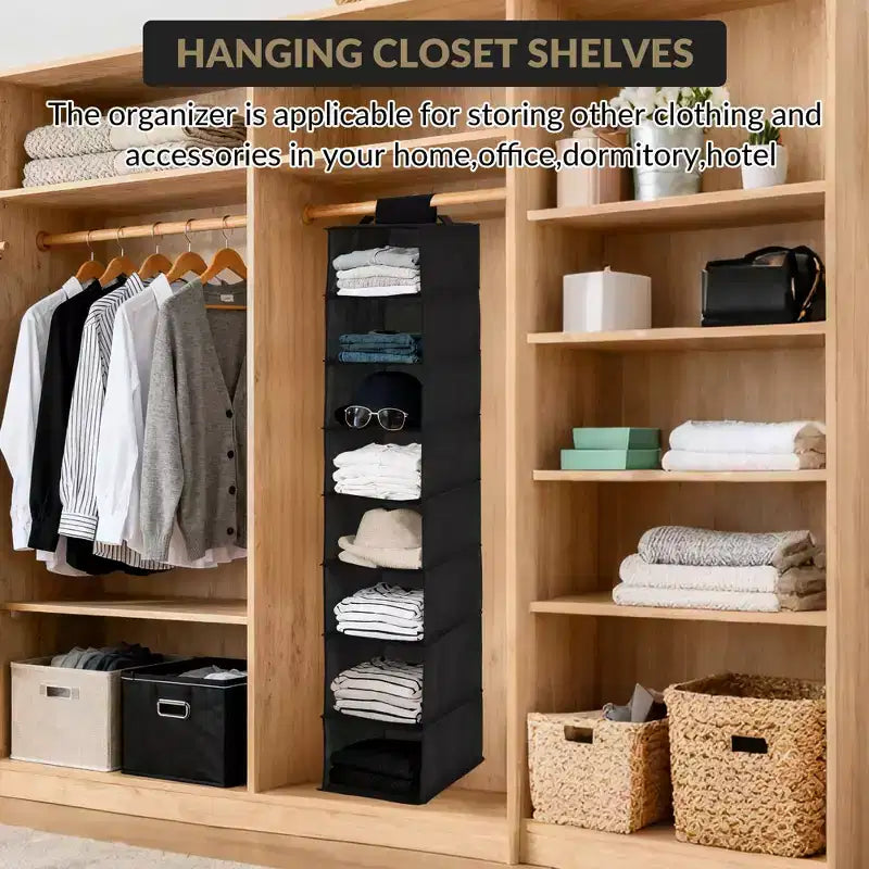 3-Tier Hanging Shoe Organizer for Closet, 8-Shelf Space-Saving Storage with 2 Hooks