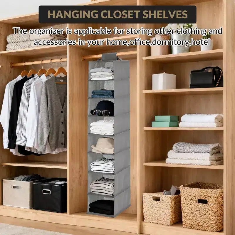3-Tier Hanging Shoe Organizer for Closet, 8-Shelf Space-Saving Storage with 2 Hooks