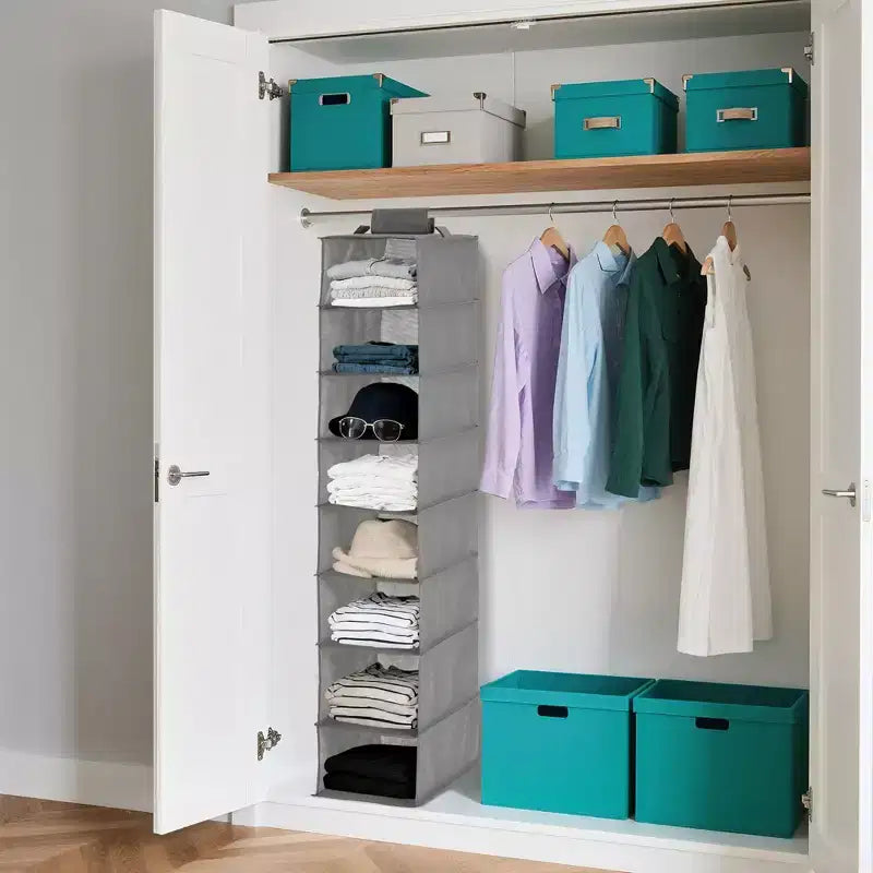 3-Tier Hanging Shoe Organizer for Closet, 8-Shelf Space-Saving Storage with 2 Hooks