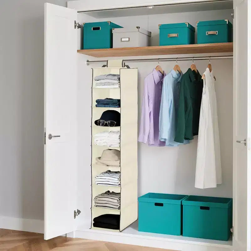 3-Tier Hanging Shoe Organizer for Closet, 8-Shelf Space-Saving Storage with 2 Hooks