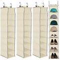 3-Tier Hanging Shoe Organizer for Closet, 8-Shelf Storage Holder with 2 Hooks, No Tools Needed Installation, Space-Saving Shelf for Shoes, Purses