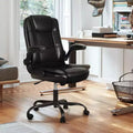 Office Chair with Flip-up Armrests Leather Executive High Back Lumbar Support Heavy Duty