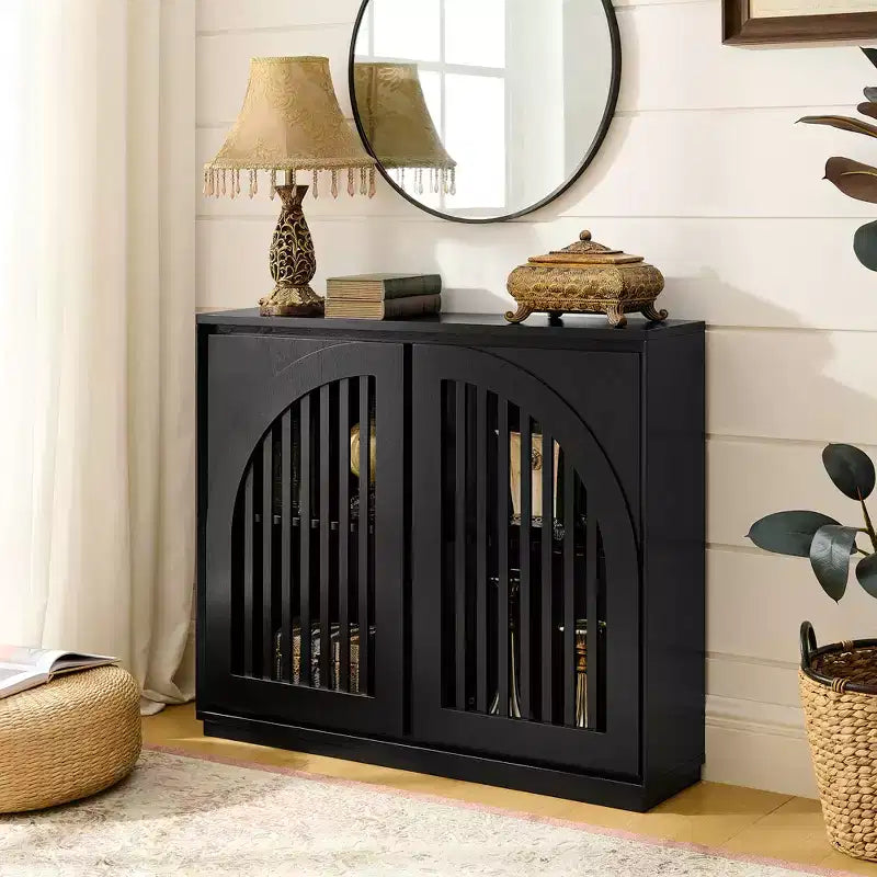 Modern Recessed Sideboard with Two Drainage Holes, Featuring Storage and a Narrow Design Suitable for Living Room, Entryway, Hallway, Kitchen