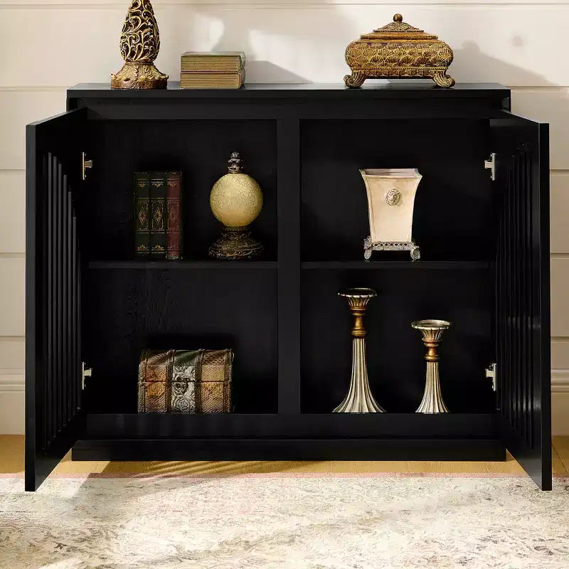 Modern Recessed Sideboard with Two Outlet Holes – Storage Cabinet for Living Room, Entryway, Hallway & Kitchen