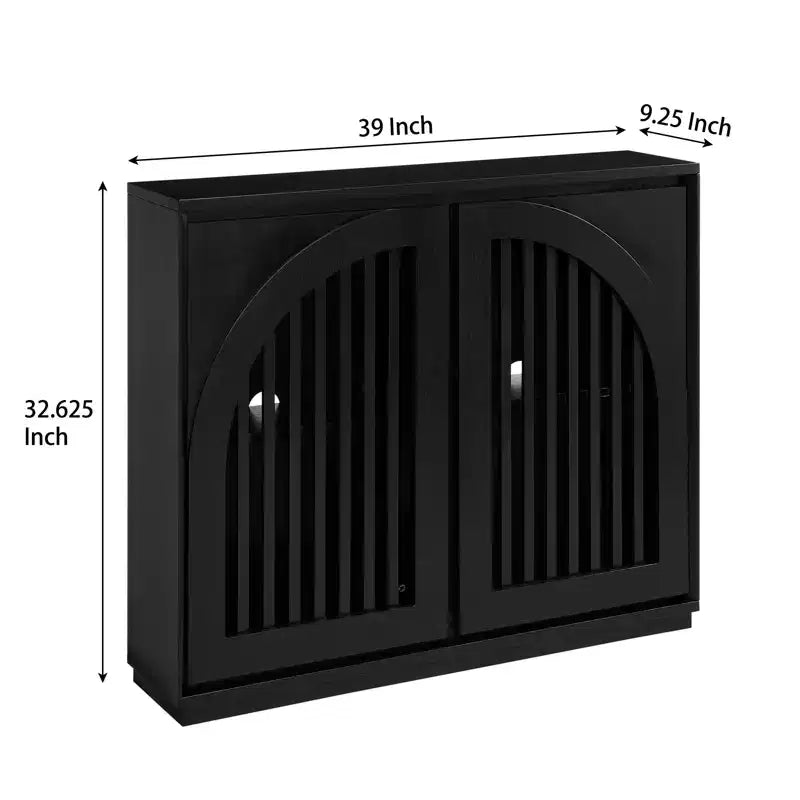Modern Recessed Sideboard with Two Outlet Holes – Storage Cabinet for Living Room, Entryway, Hallway & Kitchen