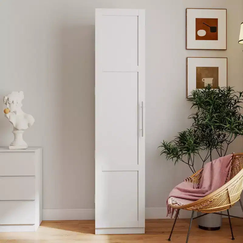 White Freestanding Kitchen Cabinet with Doors and Shelves