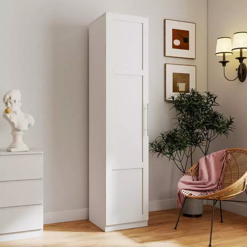 White Freestanding Kitchen Cabinet with Doors and Shelves
