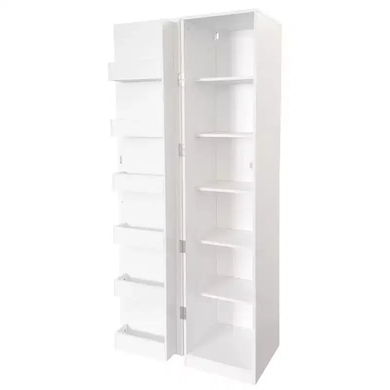 White Freestanding Kitchen Cabinet with Doors and Shelves