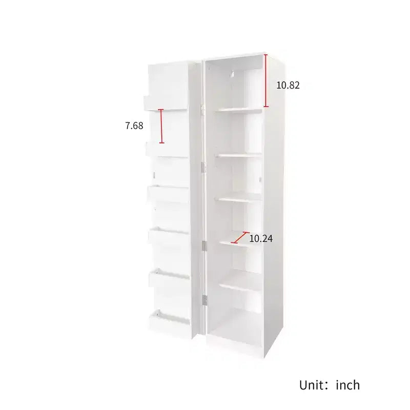 White Freestanding Kitchen Cabinet with Doors and Shelves