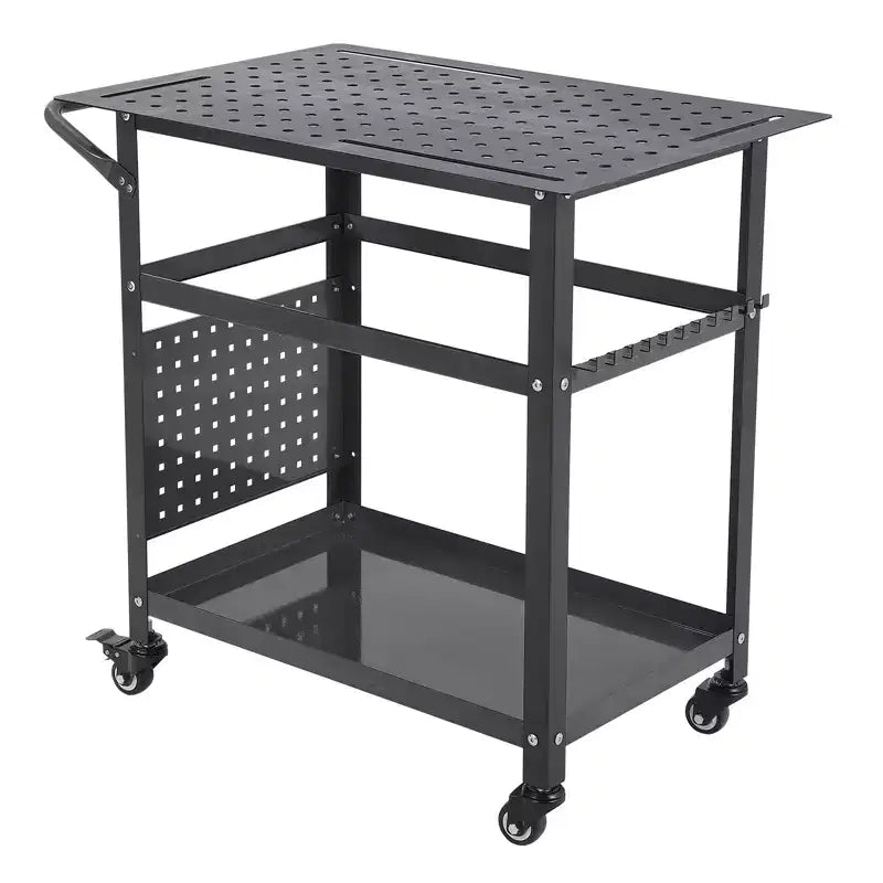 Heavy-Duty Welding Table Cart with Wheels, 36 x 24 Steel Workbench Top, 1200 lb Portable Welding Work Table with Fixture Holes