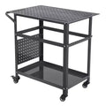 Heavy-Duty Welding Table Cart with Wheels, 36 x 24 Steel Workbench Top, 1200 lb Portable Welding Work Table with Fixture Holes