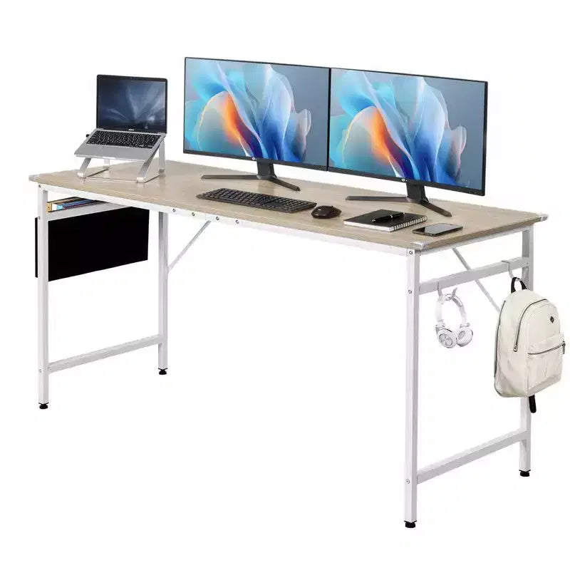 Karl Home 63 Computer Desk for Home Office ,Study Writing Desk with Storage, Side Hooks & Adjustable Feet