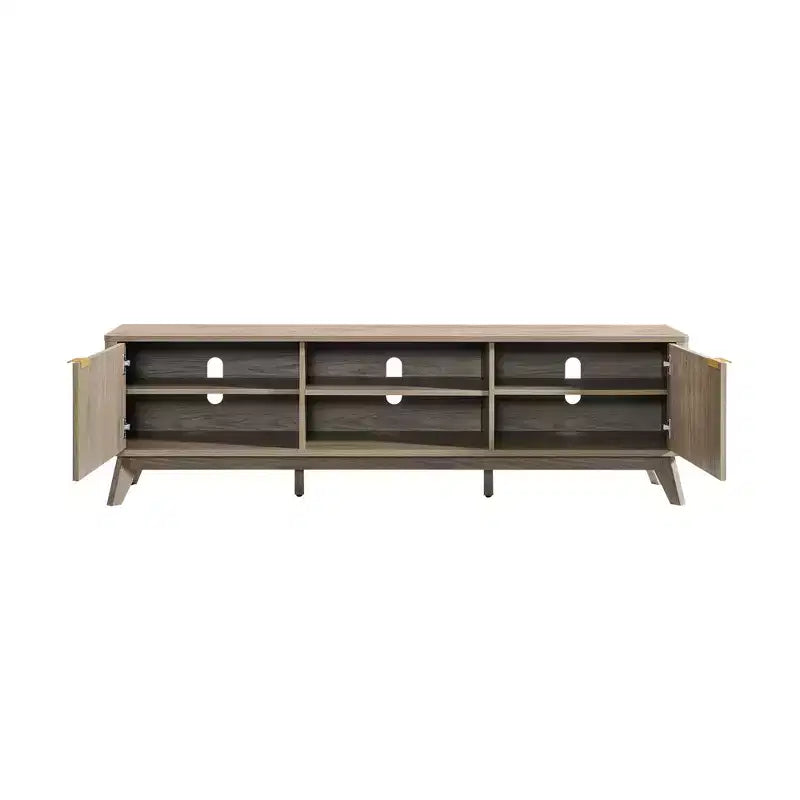 70" TV Stand Entertainment Center for TVs Up to 80", Wood Media Console with Open Storage & Side Cabinets