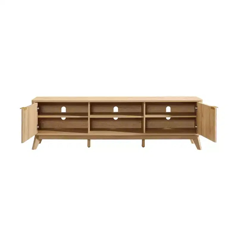 70" TV Stand Entertainment Center for TVs Up to 80", Wood Media Console with Open Storage & Side Cabinets