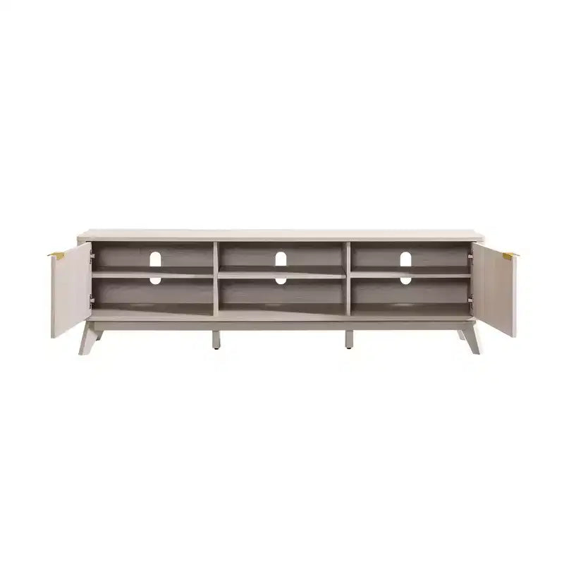 70" TV Stand Entertainment Center for TVs Up to 80", Wood Media Console with Open Storage & Side Cabinets