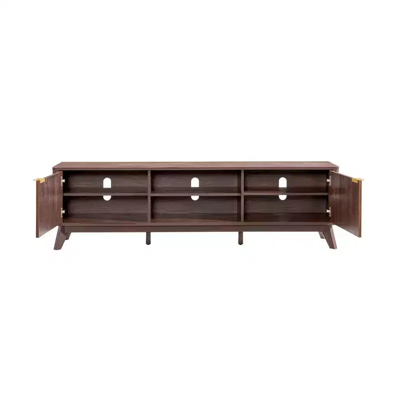 70" TV Stand Entertainment Center for TVs Up to 80", Wood Media Console with Open Storage & Side Cabinets