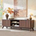 Modern 70 TV Stand, Entertainment Center for TVs Up to 80, Wood Media Console with Open Storage & Side Cabinets