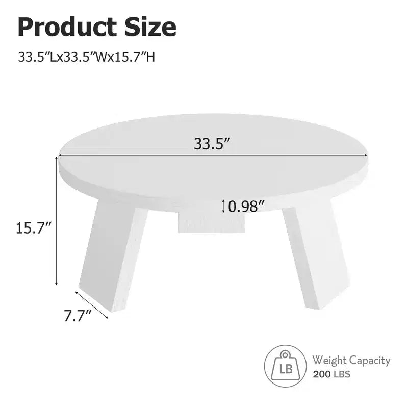 33.5" Round Coffee Table with Inclined Legs, Modern Circle Accent Table for Living Room & Bedroom