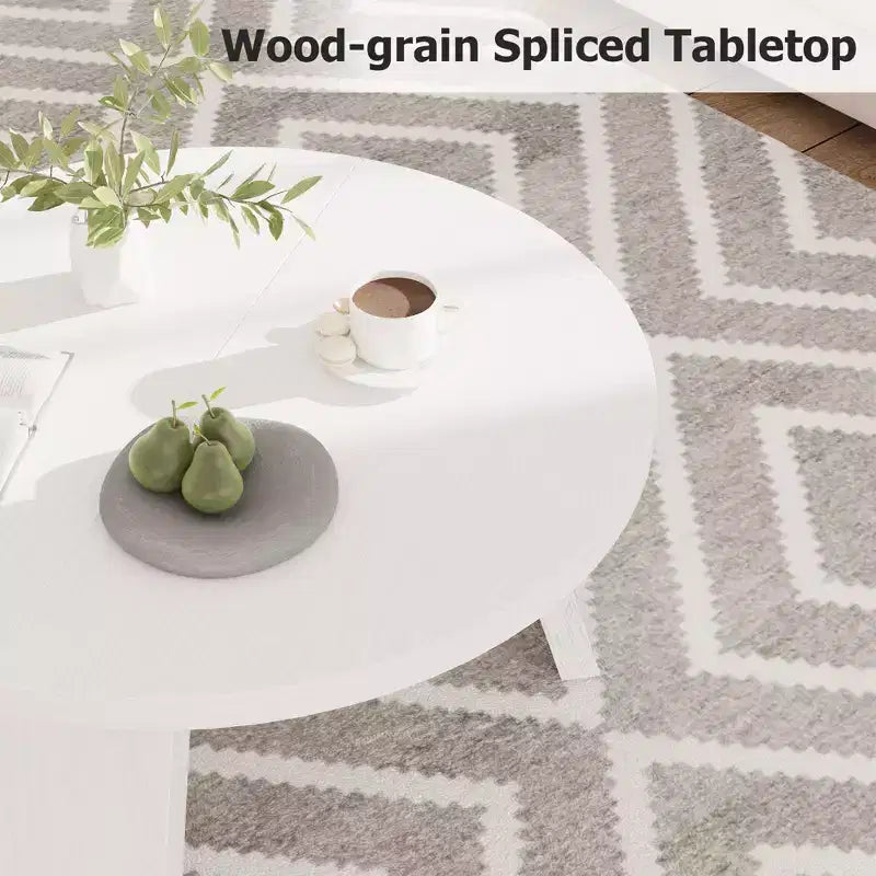 33.5" Round Coffee Table with Inclined Legs, Modern Circle Accent Table for Living Room & Bedroom