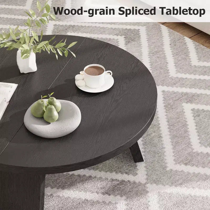 33.5" Round Coffee Table with Inclined Legs, Modern Circle Accent Table for Living Room & Bedroom