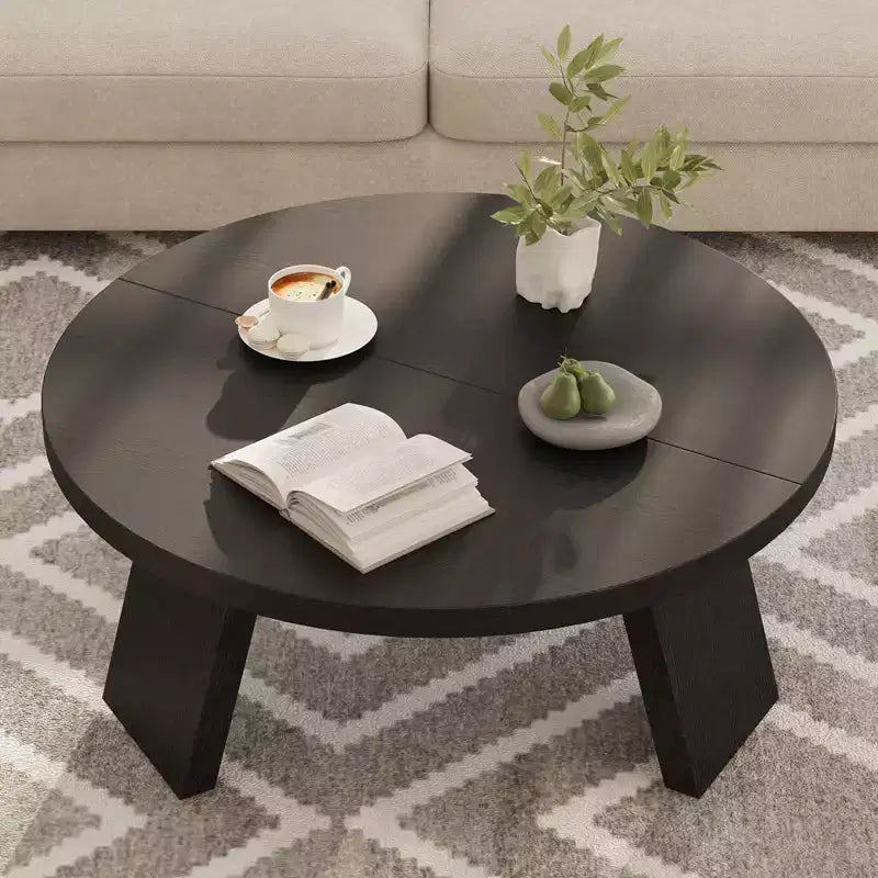33.5 Round Coffee Table, Modern Circle Center Table with Inclined Legs, Accent Cocktail Tables for Living Room, Bedroom, Easy Assembly