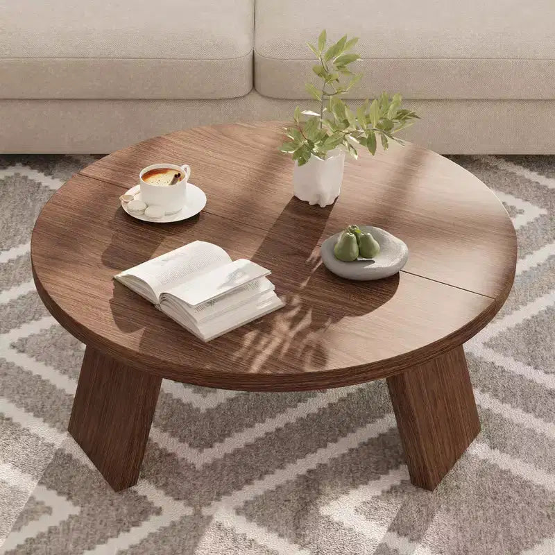 33.5" Round Coffee Table with Inclined Legs, Modern Circle Accent Table for Living Room & Bedroom
