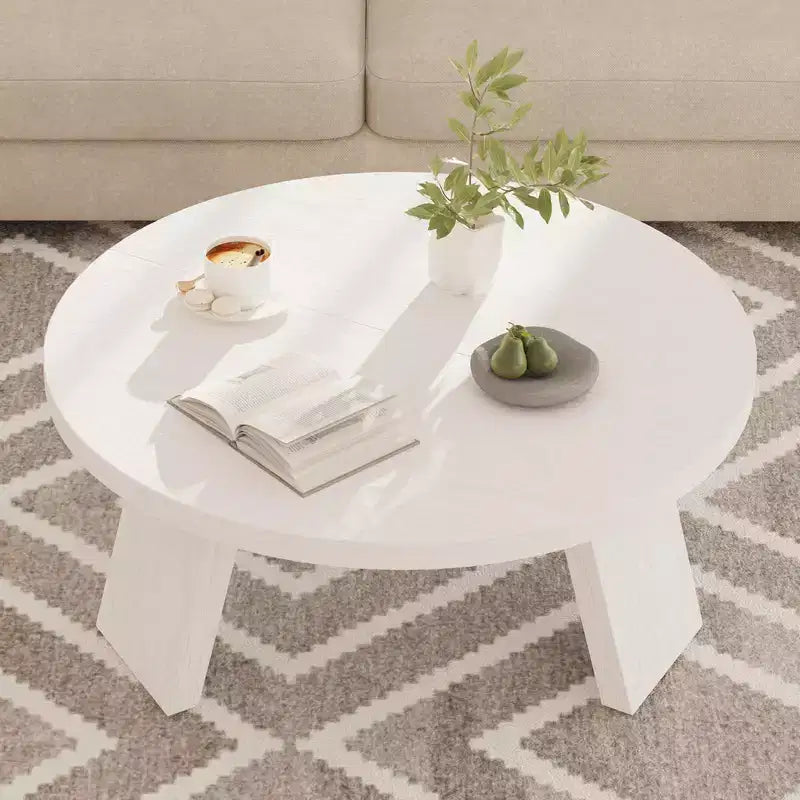 33.5" Round Coffee Table with Inclined Legs, Modern Circle Accent Table for Living Room & Bedroom