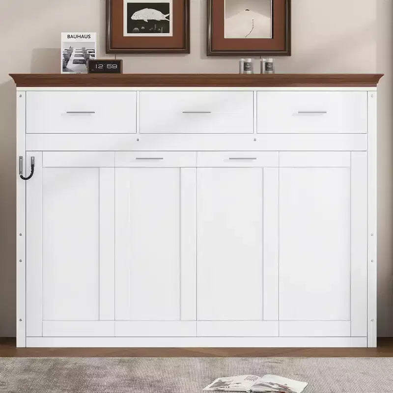 Twin Size Murphy Bed, Wooden Twin Cabinet Bed Wall Bed with 3 Drawers, Folding Wall Chest Bed for Guest Room Office, White