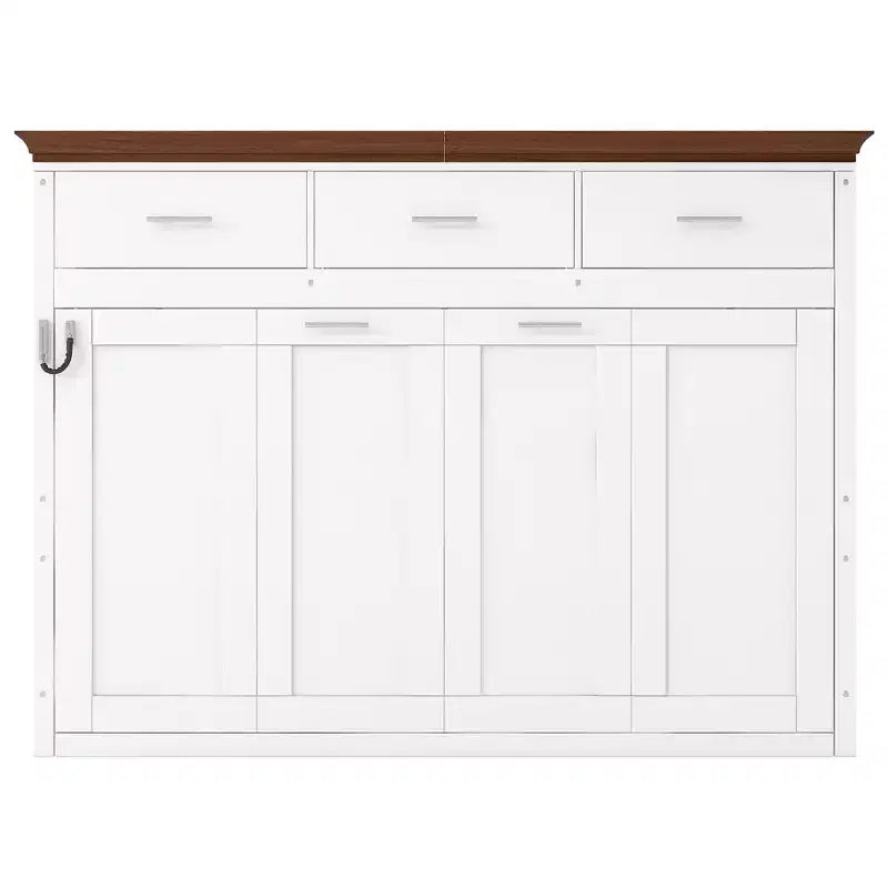 Twin Size Murphy Bed with 3 Drawers, Folding Wall Cabinet Bed, White