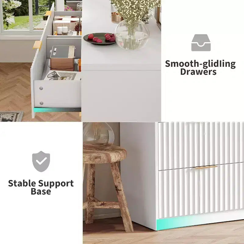 8 Drawer Dresser for Bedroom – Large Fluted Chest of Drawers, Storage Cabinet for Bedroom & Living Room