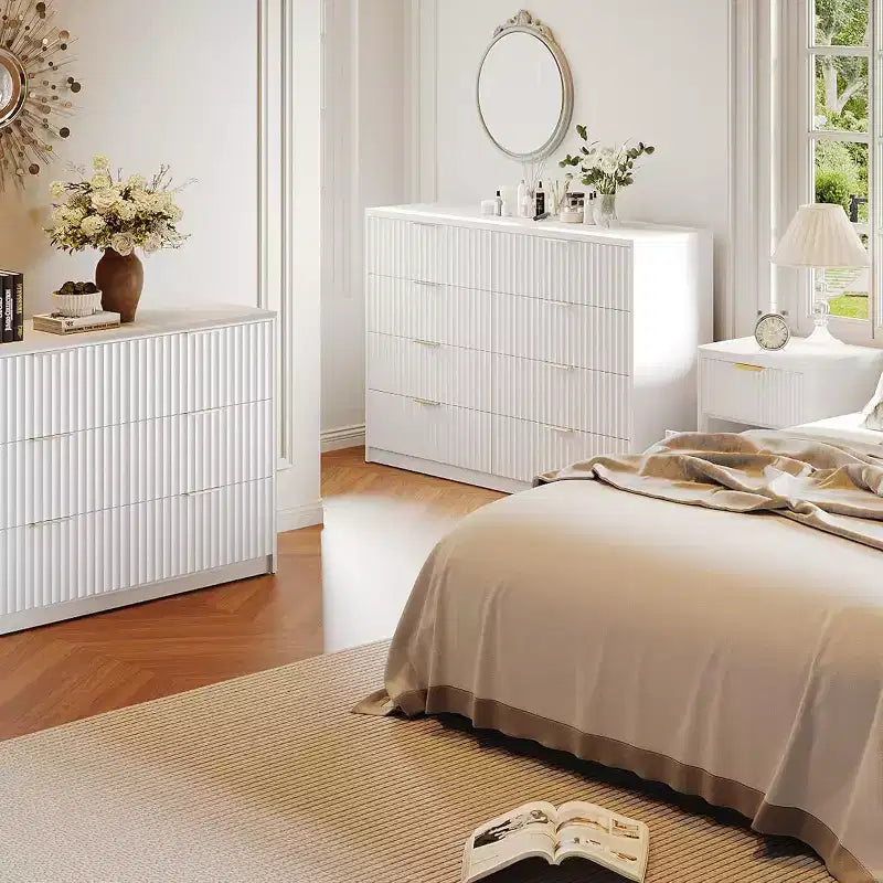 8 Drawer Dresser for Bedroom – Large Fluted Chest of Drawers, Storage Cabinet for Bedroom & Living Room