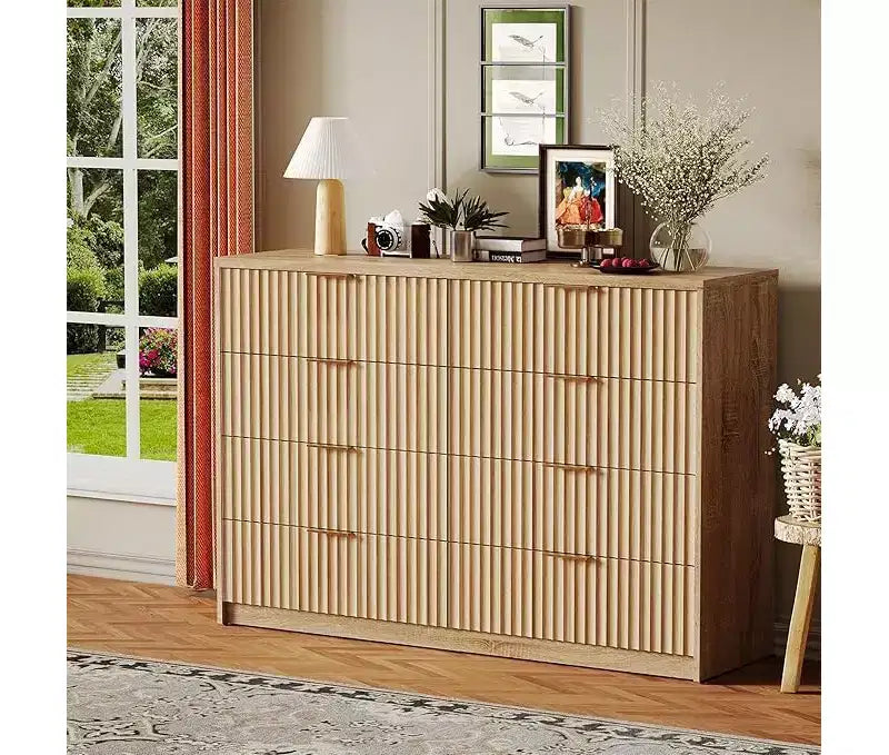 8 Drawer Dresser for Bedroom – Large Fluted Chest of Drawers, Storage Cabinet for Bedroom & Living Room