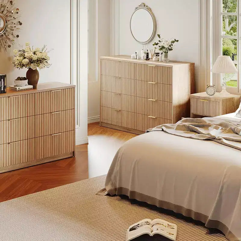 8 Drawer Dresser for Bedroom – Large Fluted Chest of Drawers, Storage Cabinet for Bedroom & Living Room