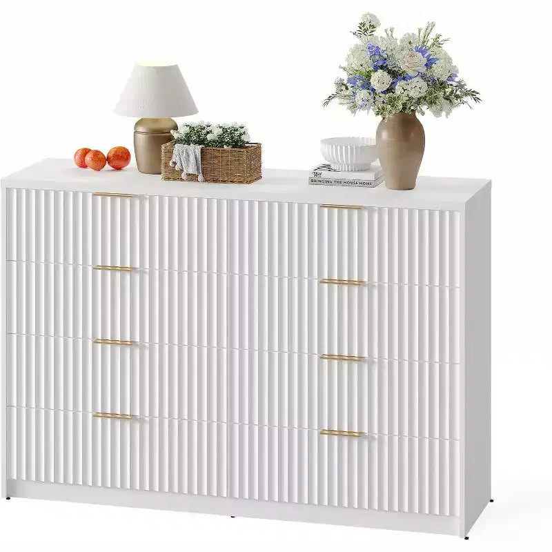 8 Drawer Dresser for Bedroom – Large Fluted Chest of Drawers, Storage Cabinet for Bedroom & Living Room