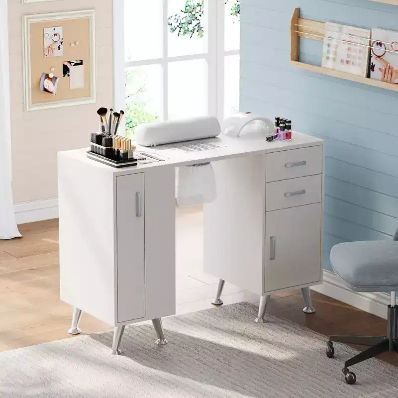 42'' Manicure Table for Nail Tech with Dust Collector & Wrist Rest