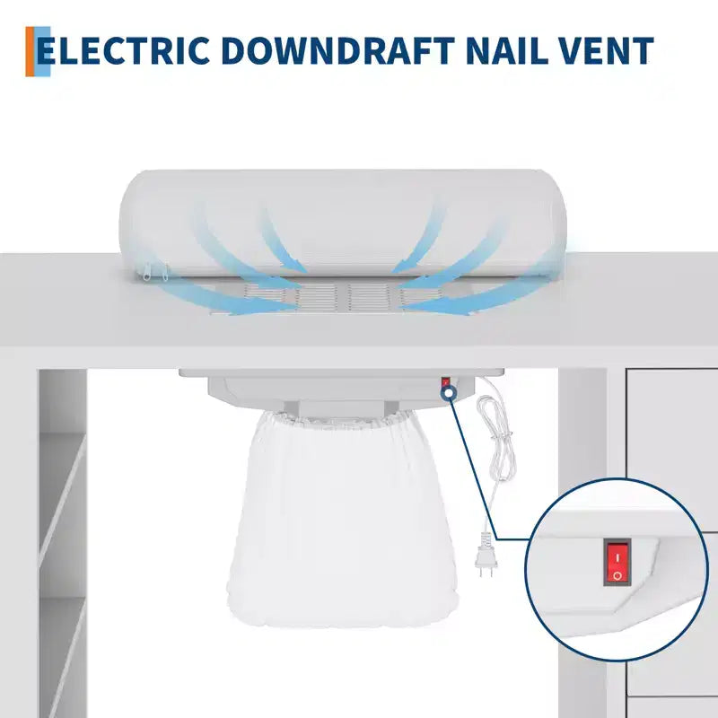 42'' Manicure Table for Nail Tech with Dust Collector & Wrist Rest