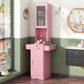 Sandinrayli Salon Station for Hair Stylist,Hair Styling Storage Cabinet with Glass Door Pink